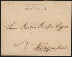 1843 Portós Levél / Cover With Postage Due 'WARASDIN' - 'KLAGENFURT' - Other & Unclassified