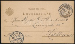 1874 Díjjegyes Levelez?lap 2kr ,,BUDAPEST' - ,,HALLE' - Autres & Non Classés