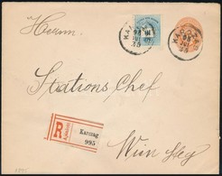 1895 5kr + 10kr Díjjegyes Levél ,,KARCZAG' - ,,WIEN' - Autres & Non Classés