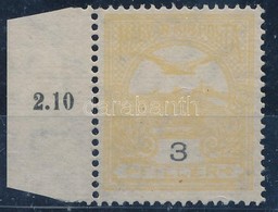 ** 1913 Turul 3f ívszéli, Narancssárga Helyett Világossárga Színben / Mi 111 Margin Stamp In Colour Of The 2f (yellow In - Other & Unclassified