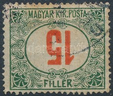 O 1915 Pirosszámú Zöldportó 15f Fordított értékszám / Postage Due Mi 42 Inverted Numeral - Autres & Non Classés