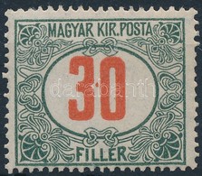 ** 1915 Pirosszámú Zöldportó 30f, Színes Pont Az értékszámban / Postage Due Mi 44, Small Paint Spot In Numeral - Andere & Zonder Classificatie