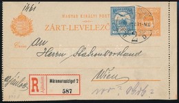 1908 10f + 25f Díjjegyes Zárt Levelez?lap ,,MÁRAMAROSSZIGET' - Wien - Autres & Non Classés