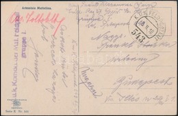1918 Tábori Posta Képeslap / Field Postcard 'K.u.k. Komdo. Der Mat. Feldpost Gruppe I.' + 'FP 543' - Autres & Non Classés