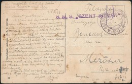 1918 Képeslap Haditengerészeti Postával / Navy Mail Postcard 'S.M.S. SZENT ISTVÁN' + 'MFP POLA M' - Autres & Non Classés