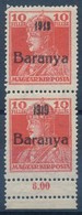 ** * Baranya I. 1919 Károly 10f Pár Kett?s Fogazással, Egyik érték Antikva Számokkal, Garancia Nélkül - Altri & Non Classificati