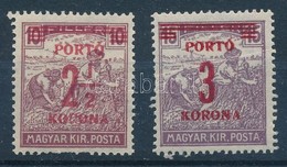 * 1921 Kisegít? Portó 2 1/2K/10f A KORONA 'R' Bet?je Hiányos + 3K/15f KORONÁ  (foghibák) - Autres & Non Classés