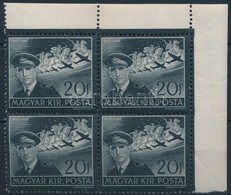 ** 1942 Kormányzóhelyettesi Gyászbélyeg ívsarki Négyestömb, 1 Bélyegen 9 Csillag - Altri & Non Classificati