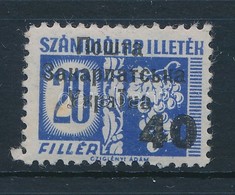 ** Ungvár I. 1945 Számolólap Illetékbélyeg 40/20f Bodor Vizsgálójellel (6.000) (rozsda / Stain) - Other & Unclassified