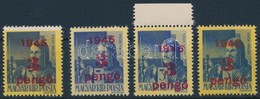 ** 1945 Kisegít? Bélyegek 4 Db 3P/3f: Eltolódott Felülnyomás, Színkülönbség - Autres & Non Classés