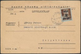 1945 (2. Díjszabás) Távolsági Levelez?lap 'ASZÓD' - Altri & Non Classificati