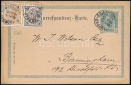 1901 Díjkiegészített Díjjegyes Levelez?lap Birminghambe / PS-card With Additional Franking To Birmingham - Altri & Non Classificati