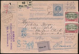 1912 Csomagszállító 9K Bérmentesítéssel New Yorkba / Parcel Card With 9K Franking To New York - Andere & Zonder Classificatie