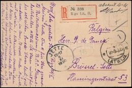 1920 Ajánlott TCV Képeslap Brüsszelbe / Registered TCV Psotcard To Belgium - Andere & Zonder Classificatie