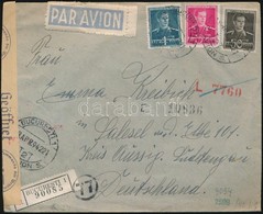 1942 Cenzúrás Ajánlott Légi Levél Németországba / Censored Registered Airmail Cover To Germany - Altri & Non Classificati