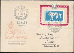 1951 LUNABA Bélyegkiállítás Blokk Levélen /LUNABA Stamp Exposition Block On Cover - Other & Unclassified