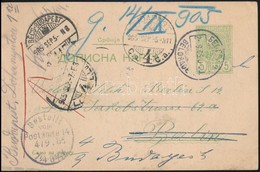 1905 Díjjegyes Levelez?lap Berlinbe, Továbbküldve Budapestre / PS-card To Berlin, Redirected To Budapest - Sonstige & Ohne Zuordnung