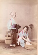JAPON..Tirage Sur Papier Albuminé Aquarellé . Année 1880. Photo : 13,5 X 9 Cm. - Anciennes (Av. 1900)