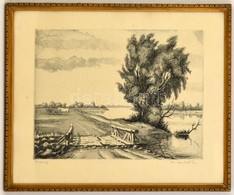 F. Antal Elemér (1896-1995): Bodrog, Rézkarc, Papír, Jelzett, üvegezett Fa Keretben, 29×39 Cm - Andere & Zonder Classificatie