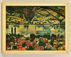 Batári László (1920-1997): Dunai Táj. Olaj, Farost, Jelzett, Fa Keretben, 60×80 Cm - Autres & Non Classés