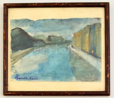 Bernáth Jelzéssel: Gellért-hegy. Akvarell, Papír, üvegezett Keretben, 16×22 Cm - Sonstige & Ohne Zuordnung