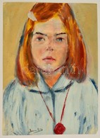 Boemm Jelzéssel: Kislány Portré. Akvarell, Papír, 40×27 Cm - Andere & Zonder Classificatie