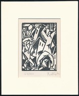 Bortnyik Sándor (1893-1976): Kezeket Fel! Linó, Papír, Utólagos Jelzéssel, Paszpartuban, 11×8,5 Cm - Altri & Non Classificati