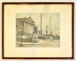 Wilhelm Landsman (1906-1986): Wien, Parlament, Színezett Rézkarc, Papír, Jelzett, üvegezett Fa Keretben, 20×24 Cm - Other & Unclassified