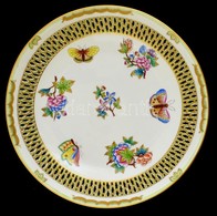 Herendi Viktória Mintás Porcelán áttört Tál, Kézzel Festett, Jelzett, Hibátlan, D: 24,5 Cm - Sonstige & Ohne Zuordnung