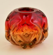 Anyagában Színezett üveg Váza, Alján Karcolásokkal, M: 9,5 Cm, D: 12 Cm - Glas & Kristal