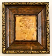Beethoven, Mini Réz Falikép, Fa Keretben, 6×5 Cm - Autres & Non Classés