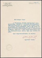 1927 Bp., Dr. Toldy László Egyetemi Tanár Köszön? Levele Pecsételt Aláírásával - Unclassified