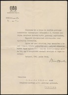 1941 Budapest, M. Kir. Gazdasági Segédtanári Kinevezés Schultz Sándor Gazdasági Gyakornok Részére, Bánffy Dániel (1893-1 - Non Classés