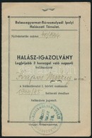 1944 Halász-igazolvány, Fényképpel, Balassagyarmat-Rárosmulyadi Ipolyi Halászati Társulat - Ohne Zuordnung