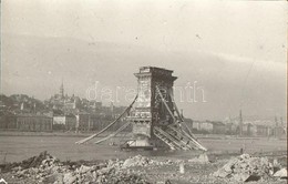 Cca 1945 A Felrobbantott Lánchíd és A Felépített Kossuth-híd, 3 Db Vintage Diapozitív Felvétel Fekete György (1904-1990) - Sonstige & Ohne Zuordnung