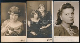 Cca 1929-1950 3 Db Fiatal Hölgyeket ábrázoló Fotólap, 14×9 Cm - Andere & Zonder Classificatie