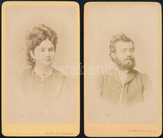 Cca 1866 Kozmata és Társa Pesti M?termében Készült 2 Db Vizitkártya Méret?, Vintage Fotó, 10x6 Cm - Autres & Non Classés