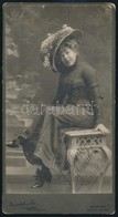 Cca 1910 Bp., Kalapos Hölgy M?termi Fotója, Keményhátú Fotó Goszleth és Fia M?terméb?l, 21×12 Cm - Sonstige & Ohne Zuordnung