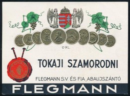 Cca 1920 Tokaji Szamorodni Flegmann Abaújszántó Dombornyomott Díszes Borcímke - Reclame