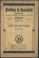 1935 Novotny és Rosenfeld Gépgyára Gép-árjegyzéke, Foltos Papírkötésben - Werbung
