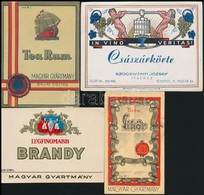 Cca 1930 4 Db Italcímke: Somogyi Miklós Csemege Vörös, Krém Lik?r, Tea Rum, Legfinomabb Brandy, 7x10 és 8,5x11,5 Cm Közö - Advertising