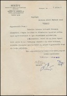 1948 Magyar Izraelita Kézm?- és Földm?velési Egyesület (MIKÉFE) Levele Bertalan Albert F?mérnöknek, Pecséttel, Az Egyesü - Other & Unclassified