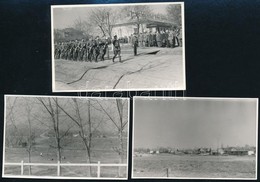 1961 Sükösd, Katonai Felvonulás, Focipálya, 3 Db Fotó, 6×9 Cm - Autres & Non Classés