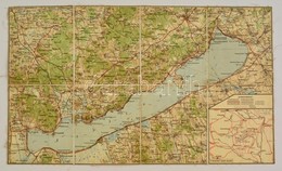 Cca 1930 A Balaton Térképe, Kiadja A Magyar Királyi Honvéd Térképészeti Intézet, Vászontérkép, 43×25,5 Cm - Sonstige & Ohne Zuordnung