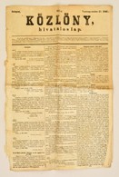 1848 A Közlöny 134., Október 22-i Lapszáma, érdekes Aktuális Hírekkel - Non Classés