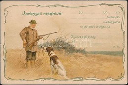 Cca 1900 Vadászati Meghívó, Litho, Sérült - Unclassified