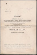 1923 Meghívó Medikus Bálra, F?városi Vigadó, Orvostanhallgatók Segít? Egyesülete Javára - Non Classificati