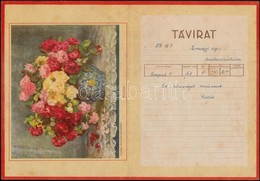 Cca 1930 Magyar Királyi Posta Díszes Távirat, Kalicza Erzsébet Rózsák Cím? Képével, 25x18,5 Cm - Ohne Zuordnung