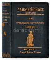 A Magyar Törvények Zsebkiadása 1891. évi Törvénycikkek Bp., 1892., Lampel Róbert. Kiadói, Dúsan Aranyozott, Egészvászon- - Non Classés