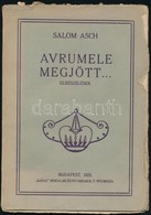 Salom Asch: Avrumele Megjött... Elbeszélések. Bp.,1925, 'Garai' Irodalmi és Nyomdai Rt., 56 P. Kiadói Papírkötés, A Borí - Unclassified